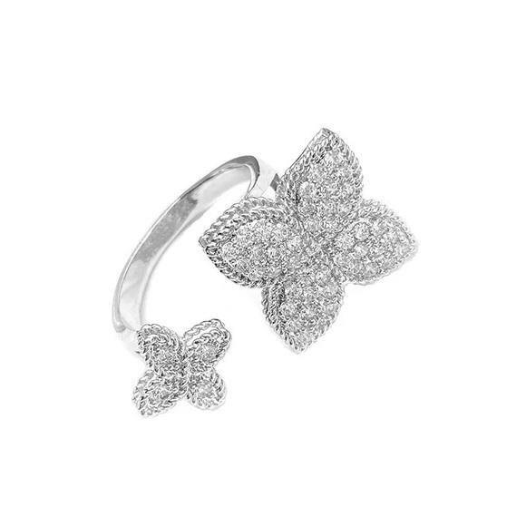 Adjustable Silver Clover Ring - Picture 4 of 4